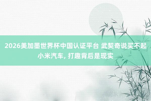 2026美加墨世界杯中國認證平臺 武契奇說買不起小米汽車, 打趣背后是現(xiàn)實